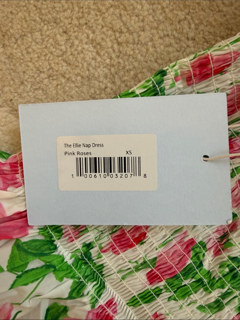 Hill House Floral Midi Dress in Cream with Pink Roses - Picture 5 of 5